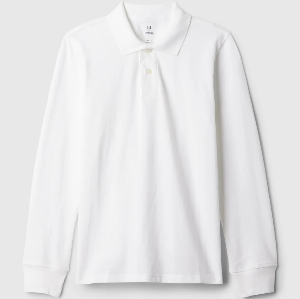 Gap Kids Organic Cotton Long Sleeve Polo Uniform Shirt